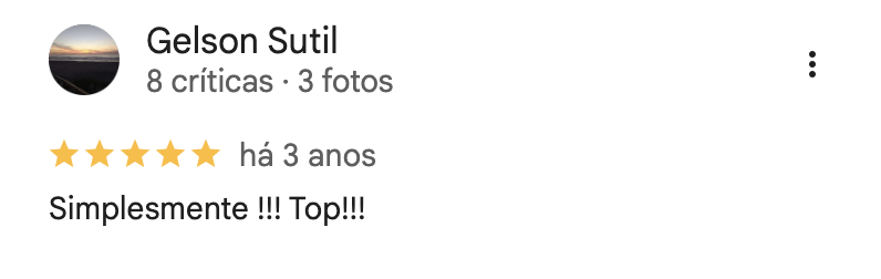 Avaliação de cinco estrelas de Gelson Sutil no Google