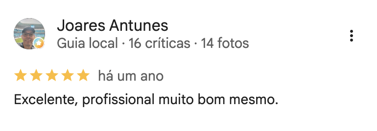 Avaliação de Joares Antunes no Google