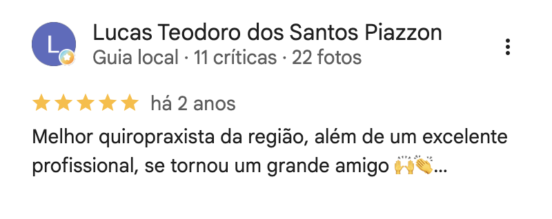 Avaliação de Lucas Piazzon no Google