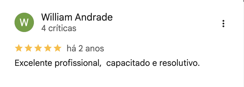 Avaliação de William Andrade no Google